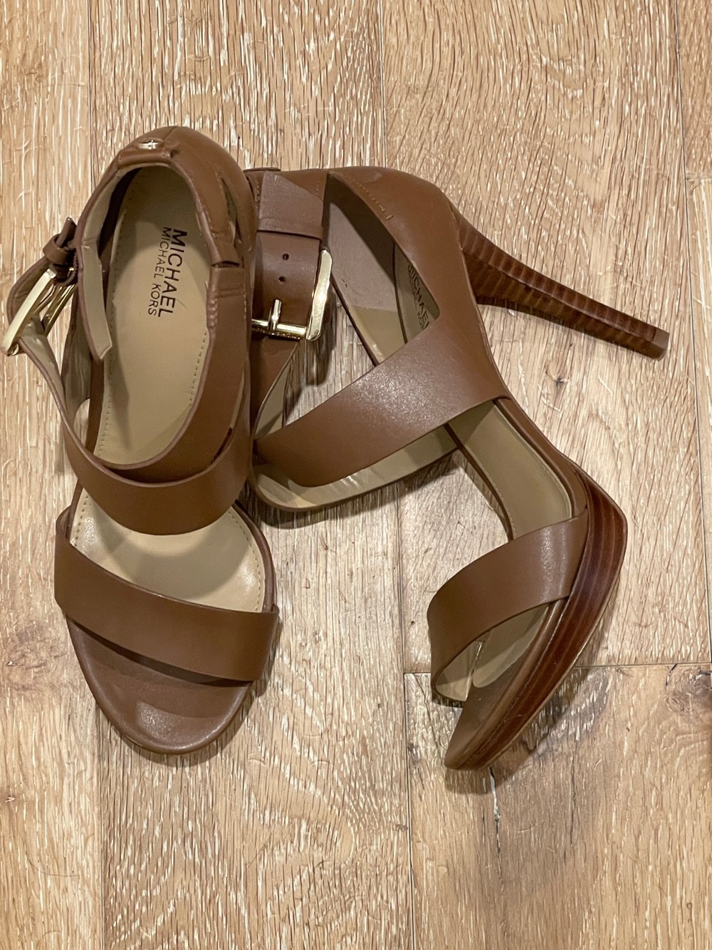 MICHAEL Michael Kors Brown Sandals Heels 8.5 New - Picture 3 of 3
